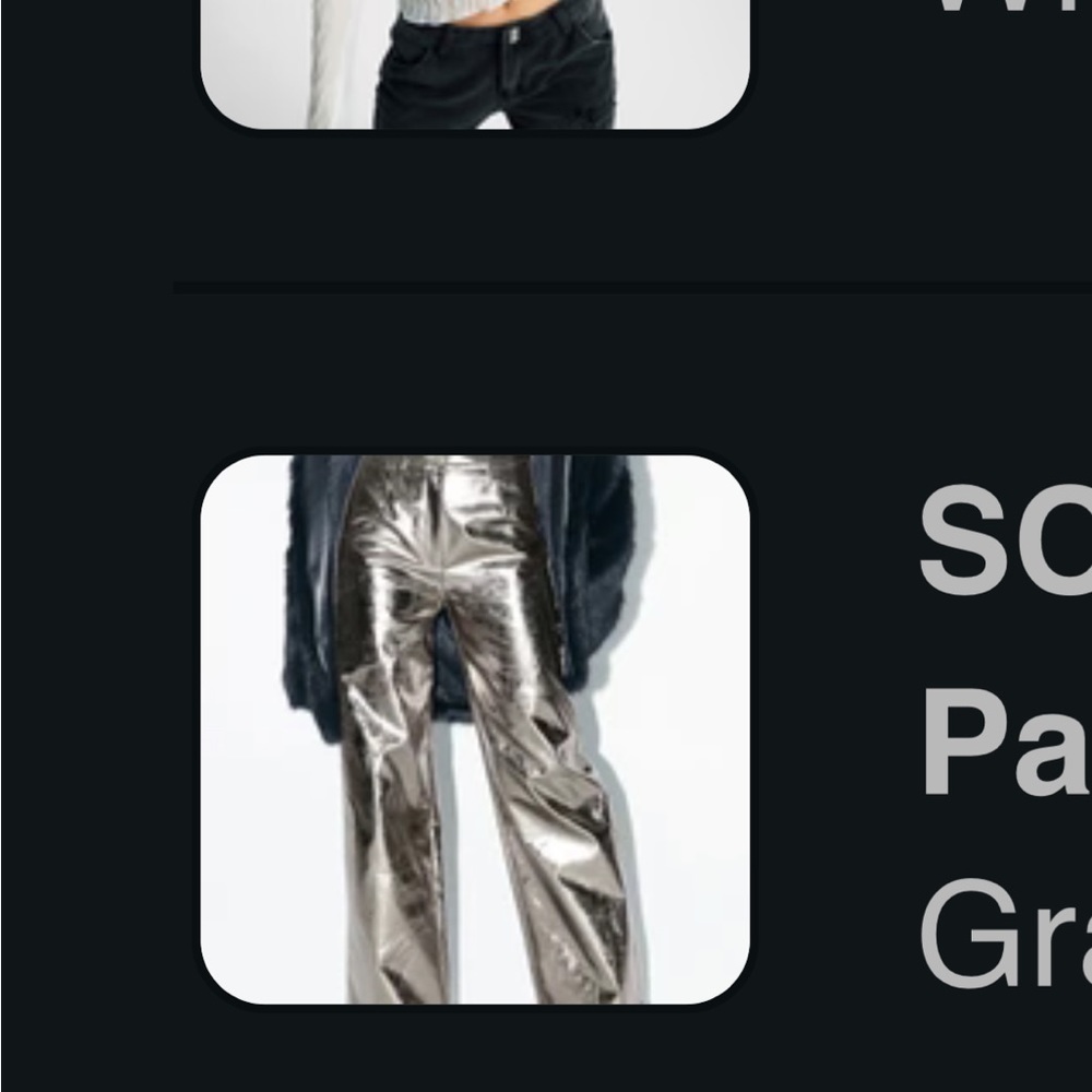 Straight leg metallic pants